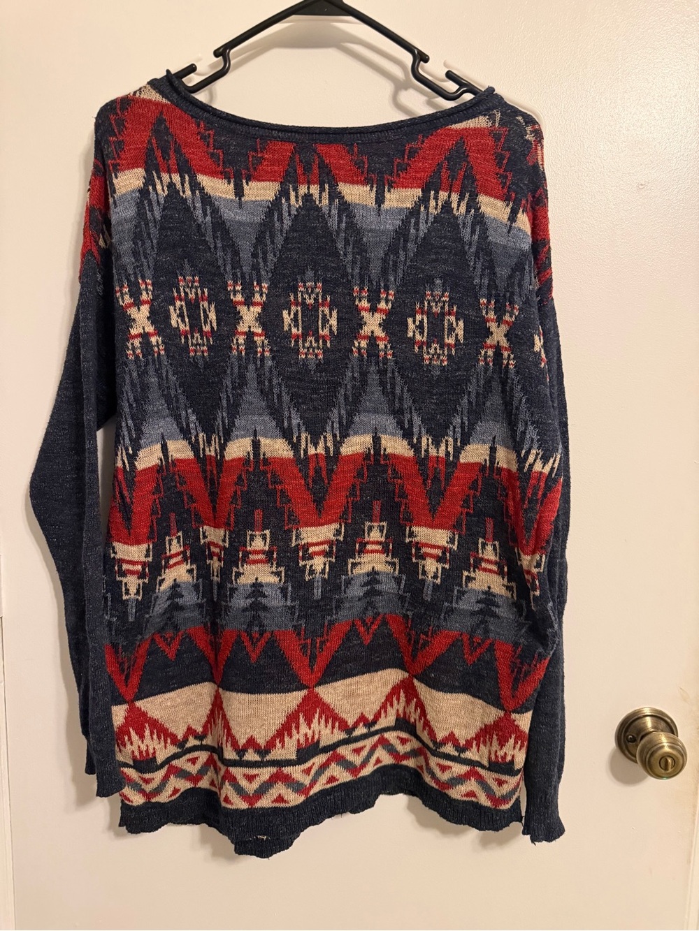 Chaps Denim Aztec Print Knit Pullover- Size L